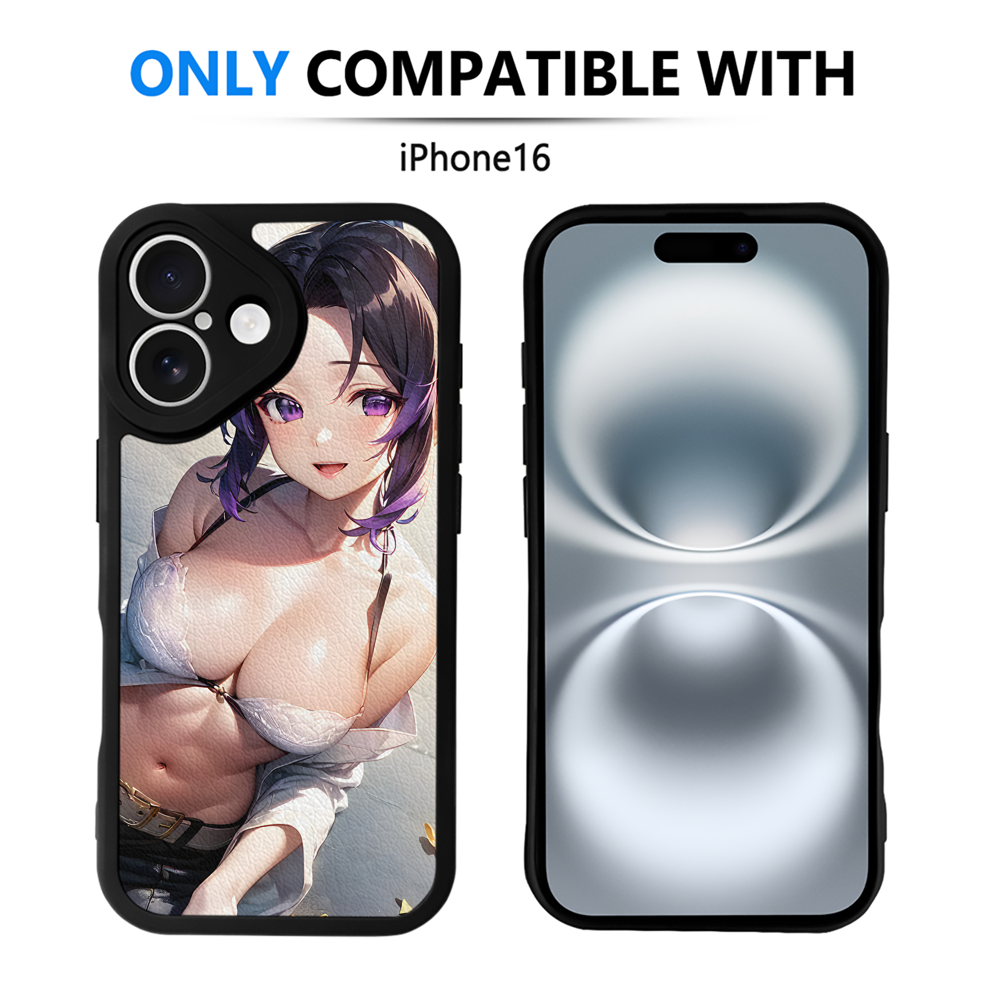 （画像用） 鬼滅の刃（きめつのやいば）蟲柱-胡蝶 しのぶ／こちょう しのぶ Kochou Shinobu 【iPhone 16シリーズ対応】シリコンスマホケース（レザー調） 材質：シリコン